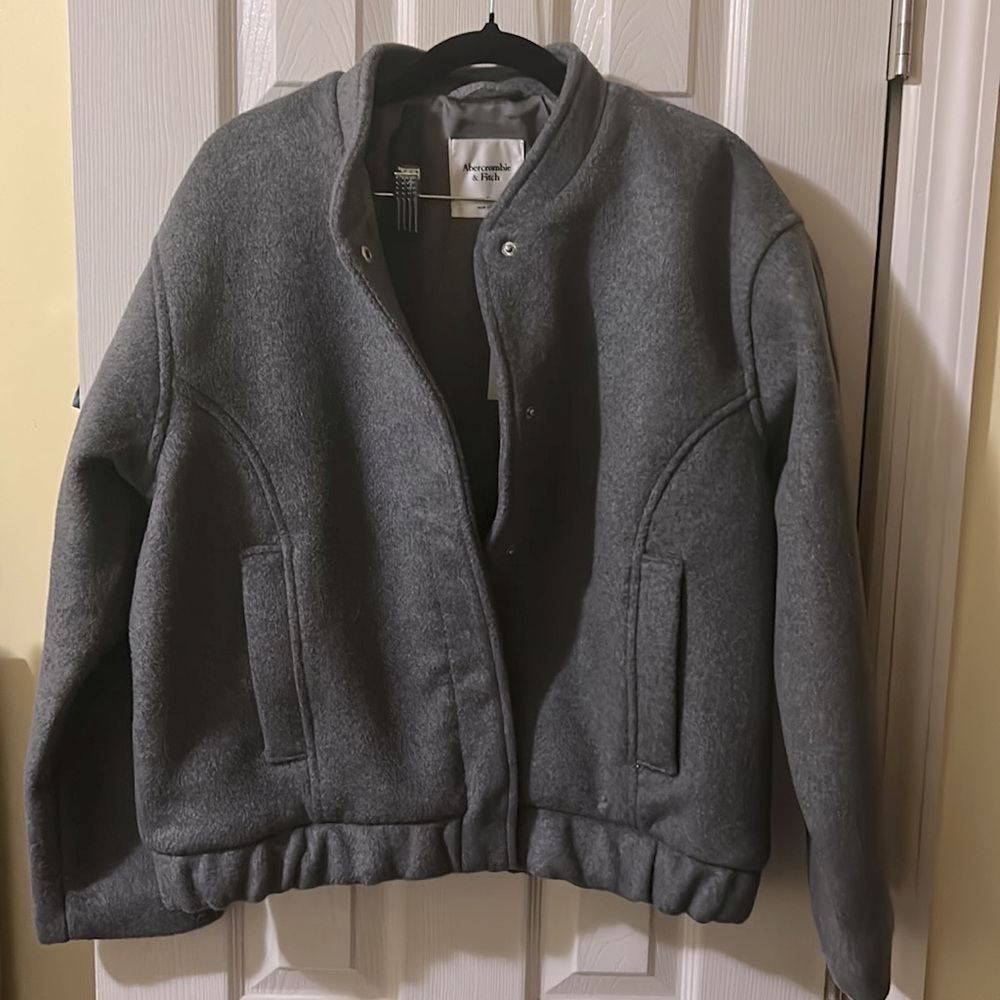 NWOT Abercrombie Grey Wool Bomber Jacket